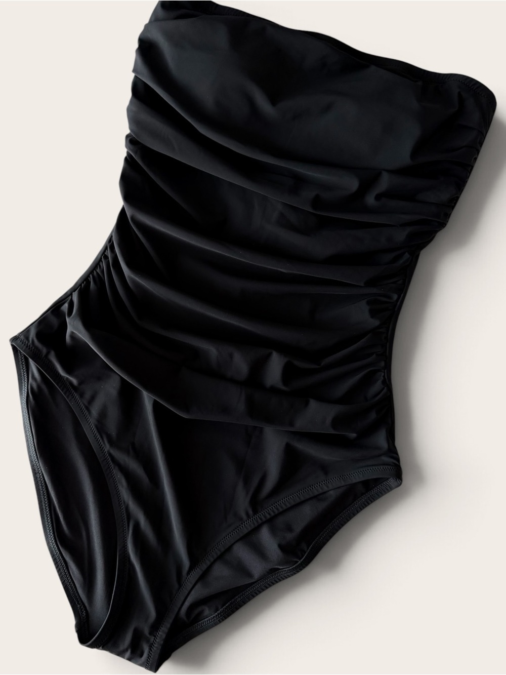 J.Crew Long-Torso Gemma Ruched Bandeau One-Piece Swimsuit Black